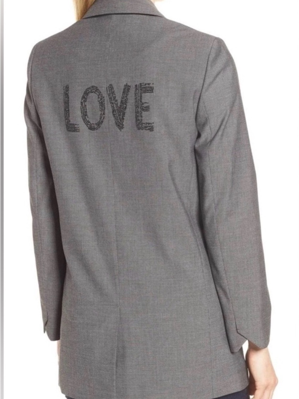 Zadig & Voltaire Viva Bis Love Gray Crystal LOVE Back Blazer Jacket EU 40 - Picture 6 of 15